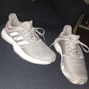 Adidas gamecourt gray/white sneaks size 7